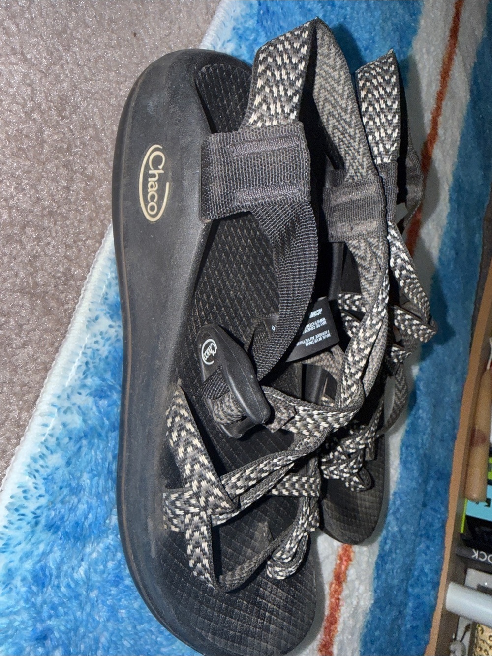 Chaco Women's Black & White Woven Strap Sport Sandal - Picture 4 of 5